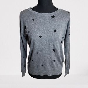 Pink Rose Gray and Black Star Print Size Small Sweater